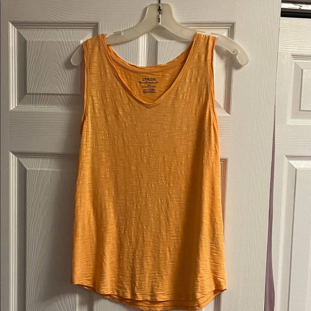 Chico's Sleeveless V-Neck Tank in Warm Yellow